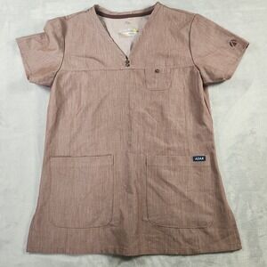 ADAR PRO Heather collection women's  Brown‎ scrub shirt size Small